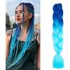 jooceebaby Blu Reale/Azzurro Cielo Extension Per Treccine Africane 24 Treccia Capelli Extension Colorate Ombre Jumbo Treccia Extension Capelli Fibra Sintetica Treccia Di Scatola Crochet Braiding Hair