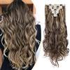 S-noilite® Set 8pcs 60cm extension capelli clip nelle estensioni dei capelli della parte dei capelli ondulato o liscio pieno Testa vari colori Marrone scuro e cenere bionda