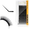 NAGARAKU Individuale Ciglia Classiche 1:1 Voluminose Delle Singole Finte Morbide Naturali Nero Opaco Eyelash One to One Nero 16 File Alta Capacità Uso Professionale in Salone (0.07mm L Curl 7-15mm)
