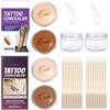 Eniyou 4 Articoli Fondotinta Coprente Tatuaggi Copri Tatuaggi Tattoo Concealer Delicato Sulla Pelle Impermeabile Resistente Sudore Lunga Durata Multiuso Con 2 Flaconi Vuoti 2 Spatole 20 Bastoncini Di Cotone