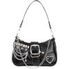 Aulenge Borsa a Spalla in Pelle per Donne Borsetta con Motivo Catena Stella Y2K Ragazze Cool e Sensazionali Mini Borse in Pelle PU per Donne Nero