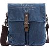 Avirex Borsello a Tracolla in Canvas e Pelle bovina anticata, Borsa a Tracolla unisex in stile militare, Collezione 140506 CNV0C (Blue)