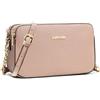 David Jones - Borsa a Tracolla Piccola Donna - Borsa a Mano Spalla Telefono Pelle PU Rigida - Borsetta 3 Scomparti Tasche - Clutch Crossbody Bag Moda Noche Sera - Rosa