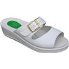 Sanital Light 1363 Ciabatte Donna in Pelle Bianca 38 EU, Soletto Anti-Shock, Zeppa 4cm, Fibbia Regolabile, Leggere, Punta Aperta, Made in Italy, Primavera/Estate