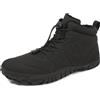 FlexEase Barefoot Stivali Uomo Donna Invernali Impermeabile Caldo Scarpe Inverno Trekking Scarponcini Sneaker Outdoor Black 43 EU