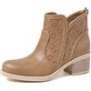 QUEEN HELENA Stivaletti Traforati con Tacco Stivali Bassi con Zip Casual Donna X30-106 (Cuoio, Sistema Taglie Calzature EU, Adulto, Donna, Numero, Media, 36)