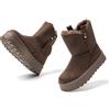 JOMIX Stivaletti Donna Invernali Stivali Ragazze Bassi Scarpe Caldi Imbottiti Pelliccia Sintetica Comodi da Neve MD9765-9 (Marrone, 39)
