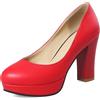 Bviennic Décolleté con Tacco Largo da Donna con Plateau 804 Rosso Numero 40.5 EU/42Cn