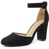 DREAM PAIRS Decollete Donna Tacco Largo,Camoscio/Nero,41.5