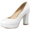 Bviennic Décolleté con Tacco Largo da Donna con Plateau 804 Bianco Numero 34 EU