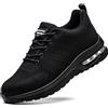 Rona Shoes Scarpe antinfortunistiche antinfortunistiche con puntale in acciaio, scarpe da lavoro con punta in acciaio, leggere, comode, eleganti, antiscivolo, per uomo e donna, Delta Nero, 40 2/3 EU