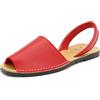 AVARCA Sandali Pelle Donna Bassi Pelle-Vera Rosso 37-EU Aperti Comodi Bellissimi Sandali Piatti Estate Primavera Infradito Pantofole Ragazza Spiaggia Vacanza Menorquina Minorca Mallorca Ibiza Spagna