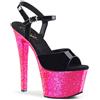 Pleaser SKY-309UVLG Blk Pat/Neon H. Pink Glitter UK 3 (EU 36)