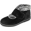 STRAPPO SOFT Pantofole Donna Invernali Chiuse a Strappo Ciabatte Pelose Calde Babbucce Stivaletti da Casa Scarpe Comodo per Anziane STR9351 Nero 36