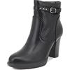 QUEEN HELENA Tronchetti Traforati Stivaletti con Tacco Bassi Zip Laterale con Plateau Donna X28-107 Nero 41