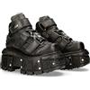 New Rock Stivali Piattaforma TANK Stivaletto 106 Chiusura Velcro Donna Nero Black Woman Ankle Boots M.TANK008-C2