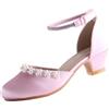 EIGHT KM Scarpe Mary Jane con Tacco Alto da Ragazza Principessa per Matrimonio e Festa EKM7033 Seta Liscia Lucida perlacea Rosa Taglia EU 37