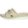 Valleverde 52102 Sandali Ciabatte Donna Pelle Sintetica Beige Tacco Zeppa 10Cm Suola Gomma