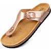 GONKOS®, Sandali Infradito Uomo Donna in Pelle, Vera Pelle, Sughero Naturale, Infradito Donna Estive Ciabatte Donne Uomo, Qualità Made in Spain, Colore Rosa metallizzato 42