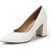 DREAM PAIRS Classiche Eleganti Scarpe Décolleté da Festa con Tacco Alto a Blocco da Donna,Size 41,Bianco/Pu,SDPU2229W