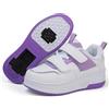 Rolltongoz Scarpe Ragazza da Ragazzo con Ruote, 2 in 1 per Bambini, con rotelle, per Skateboard, Sneakers,Viola,33EU