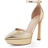 GENSHUO Scarpe Donna Punta Plateau 13cm Cinturino Caviglia Festa, Oro MOD A, 42 EU