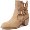 QUEEN HELENA Tronchetti Traforati Stivaletti con Tacco Casual Donna X32-36 (Marrone, Sistema Taglie Calzature EU, Adulto, Donna, Numero, Media, 37)