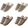 Teceyfeet 4 Paia Ciabatte Ospiti,Pantofole Ospiti Set Lavabili Punta Chiusa,Pantofole per Ospiti Lino Antiscivolo Ciabattine Spa Confortevole Pantofole per Donna Uomo,4 Taglie