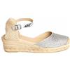 NOESLOMISMO BY DILEMA No es Lo mismo - Sandali o Espadrilles di Iuta con Zeppa per Donna | Plateau Sparto con Fibbia e Punta Chiusa | Colore Argento Iridio Taglia dalla 35 alla 41