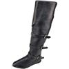 Generic Stivali Alti da Uomo per Cosplay, con Cinghie Decorative, Altezza al Ginocchio, in Pelle Sintetica, Cerniera Laterale, Scarpe palcoscenico, Fantasy, Halloween, Carnevale, Feste
