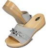 BeComfy Zoccoli in Legno da Donna Catena - Sabot Aperti in Pelle, Scarpe da Giardino, Pantofole, Ciabatte - Taglie 36-41 EU (Grigio Chiaro, Sistema Taglie Calzature EU, Adulto, Numero, Media, 41)