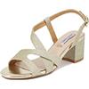 QUEEN HELENA Sandali Eleganti Glitterati con Tacco Basso a Fascia Incrociata Donna ZM9463 (Oro, Numeric_38)