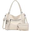 BAIGIO Borsa Donna Grande con Portafogli Borsa Tracolla Donna | Pelle PU Tote Bag Borsetta Borse Lavoro Donne Borse per Shopping Viaggi Ufficio, Beige