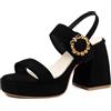Bviennic Sandali con Tacco Largo da Donna Scarpe Slingback a Punta Aperta con Tacco Alto Fibbia Retrò Sandals con Plateau, F45731Mj Nero Numero 40 EU/41Cn
