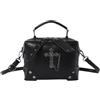 MZRAN Borse da donna, in pelle PU, piccola borsa a tracolla, gotico, punk, teschio, croci, catena, borsa a tracolla singola con manico superiore per donna, Croce