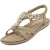 ZDQ Sandali Donna Estive Eleganti Bassi Comodi Basse Casual Bohémien Scarpe Beige 41 EU = Produttore Taglia 42