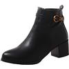 Bviennic Donna Punta Rotonda Casuale Chelsea Polacchine Zip Inverno Ufficio Comfy Block Chunky Tacco Medio Moda Donna Mens Stivaletti Nero Numero 38 EU-39Cn