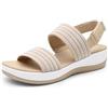 DREAM PAIRS Sandali Donna Piatti Leggeri Zeppa | Zeppa 3,8 cm, schiuma leggera, EVA, tomaia elasticizzata, cinturino, versatile.