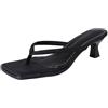 Generisch Sandali da donna con tacco a gattino, con infradito quadrati, con punta aperta, sandali eleganti da donna, comodi, da sera, Nero , 39 EU