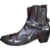 ABFRCVFY Stivali da moto da uomo Western Cowboy Stivaletti Retro a punta tacco basso in pelle Stivali da motociclista Stivali Hort Stivali da cavallo, C Marrone 01, 40 EU