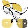 UTXN Occhiali Clip-On Visione Notturna - Lenti Gialle Polarizzate UV400 Fotochromatiche, Migliora Chiarezza in Scarsa Illuminazione, Visione HD per Guida, Design Flip-Up Poligonale