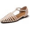 LarDorLin Spiaggia Sandals Donna Chiuse Davanti Pantofole Tacco Basso Mules Braid Ciabatte Estate Alla Schiava Strappy Romano Flip Flops Beige Numero 41 EU (43 Cn)