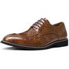 YFFUSHI Scarpe Uomo Eleganti in Pelle Vegana Derbies con Lacci e Stampacroco per Lavoro Matrimonio o Cerimonia, Marrone Scuro, 44 EU