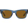 Ray-Ban Occhiali da sole quadrati Mega Wayfarer RB0840s, Blu trasparente/marrone, 51 mm