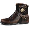 COWSDELLA Vintage Marrone Stivali da uomo in pelle da Motociclista Cowboy con cerniera Chukka Stivaletti Classico CD-5008-1-BP, Mens size: EU43