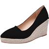 Generico Espadrillas con Zeppa da Donna Espadrillas Estivi a Punta Chiuse Scarpe Classiche Plateau Platform con Fibbie E Cinturini Elegante Suola Interna Imbottita in Tessuto Sandali Zeppa Platform