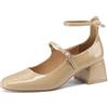 QUEEN HELENA Décolleté con Tacco Basso Scarpe Eleganti con Doppio Cinturino Donna ZM9931 (Nude, Sistema Taglie Calzature EU, Adulto, Donna, Numero, Media, 39)