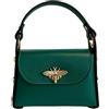 Modarno mini borsa in Vera pelle dollaro con chiusura a moschettone a forma di ape, borchie laterali, catena metallica rimovibile, manico in pelle