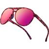 Jefoo Occhiali da sole sportivi polarizzati leggeri occhiali da aviatore uomo donna moda classico retrò corsa escursionismo spiaggia all'aperto, Leopard Purple Frame / Pink Mirror Lens, Unisex Adult