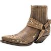 ABFRCVFY Stivali da moto da uomo Western Cowboy Stivaletti Retro a punta tacco basso in pelle Stivali da motociclista Stivali Hort Stivali da cavallo, D Kaki 01, 38 EU